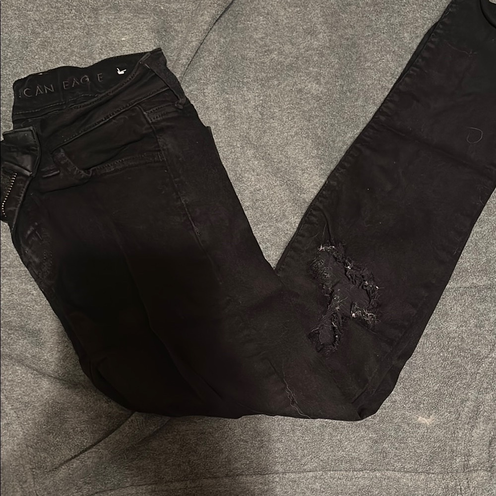 American Eagle Black Distressed Jeans